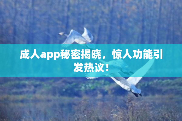 成人app秘密揭晓，惊人功能引发热议！
