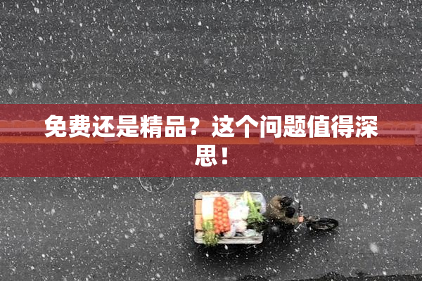 免费还是精品？这个问题值得深思！
