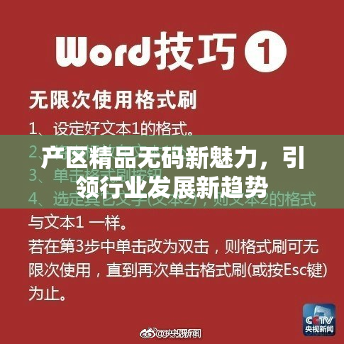 产区精品无码新魅力，引领行业发展新趋势