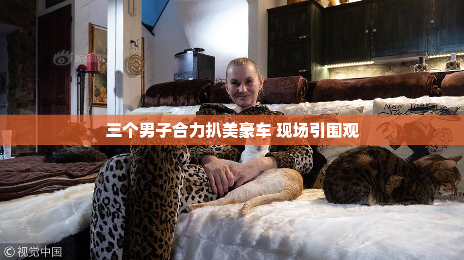 三个男子合力扒美豪车 现场引围观