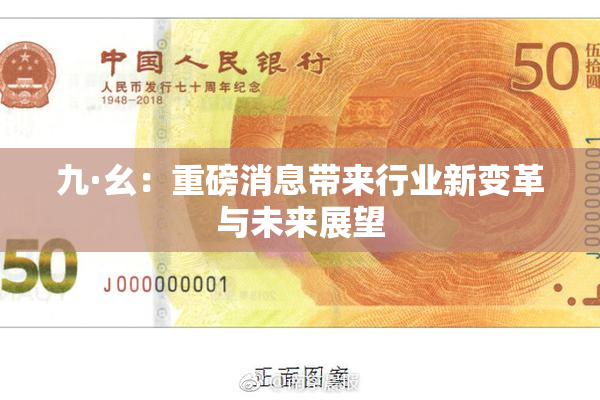 九·幺：重磅消息带来行业新变革与未来展望