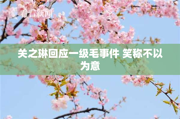关之琳回应一级毛事件 笑称不以为意