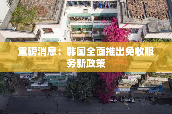 重磅消息：韩国全面推出免收服务新政策