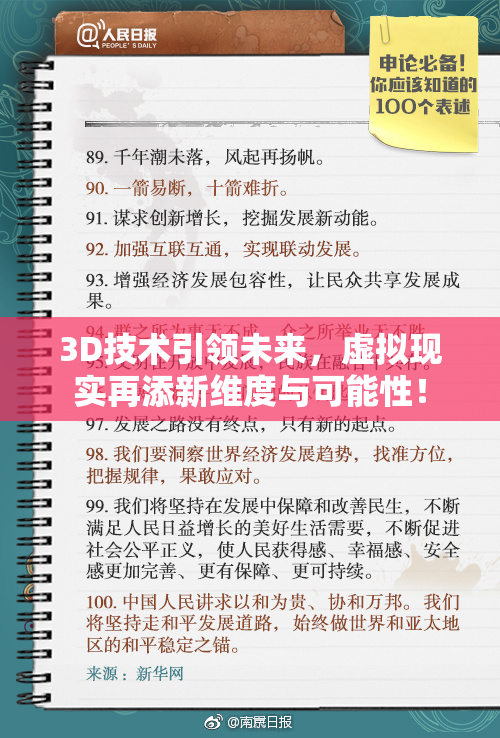 3D技术引领未来，虚拟现实再添新维度与可能性！